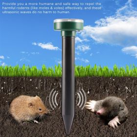 2pcs Solar Mole Repellent Solar Animal Repeller Stakes Waterproof Ultrasonic Gopher Repellent Outdoor Ultrasonic Gopher Control Spikes Ultrasonic