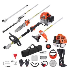 43CC 6-in-1 Multi-Functional Trimming Tools, Gas Hedge Trimmer, Weed Eater, String Trimmer, Brush Cutter, Edger