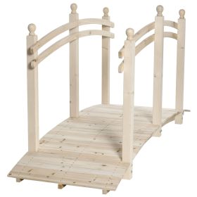 Arched Garden Passage: 7.5ft Fir Wood Bridge with Safety Rails for Backyards