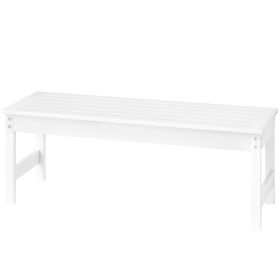 47" Outdoor Bench Seat, HDPE All-Weather Garden Bench, Backless Slatted Patio Bench for Yard, Porch, Park, White