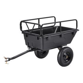 Garden Utility Trailer, 10 Cu. Ft 500lbs, ATV UTV Hauling Trailer, Tow Behind Poly Dump Cart with 16" Tires, Hand Pull or Foot Pedal