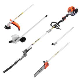 Gas Hedge Trimmer, 2 Cycle Gas Power Handheld Trimmer, 6-in-1 26cc Weed Eater with Extension Pole & Protective Gear Set