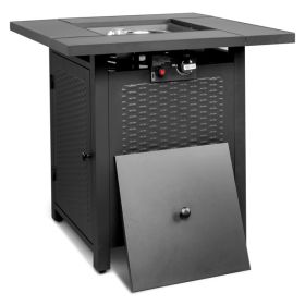 28-Inch Fire Table, 50000 BTU Gas Firepit with Volcanic Stone Black