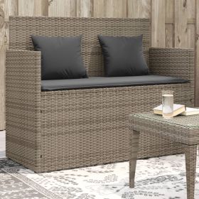 Garden Bench Gray PE rattan 47.2 in Removable Covers