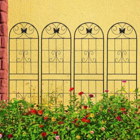 4 Pack Metal Garden Trellis 71" x 19.7" Rustproof Trellis for Climbing Plants Outdoor Flower Support Black
