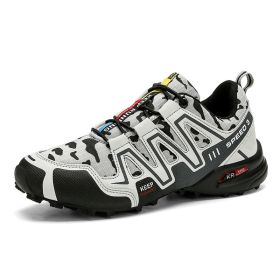 Men Hiking Shoes Climbing Male Sports Shoes Work Safety Toe Tactical Non-Slip Durable Trekking Sneakers Mens Footwear (Option: LIGHT GREY-46)