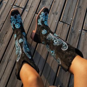 Plus Size High Cylinder Below The Knee Boots (Option: Black-36)