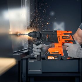 20V SDS-Plus Brushless Cordless Rotary Hammer Drill Kit 1.1 In 1200RPM 4Function (Option: Multicolor)