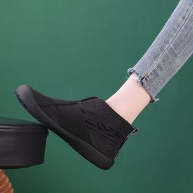 New Flat Snow Boots Winter Warm Non-slip Cotton Shoes Fashion Casual Waterproof Plush Ankle Boots (Option: Black-41.)